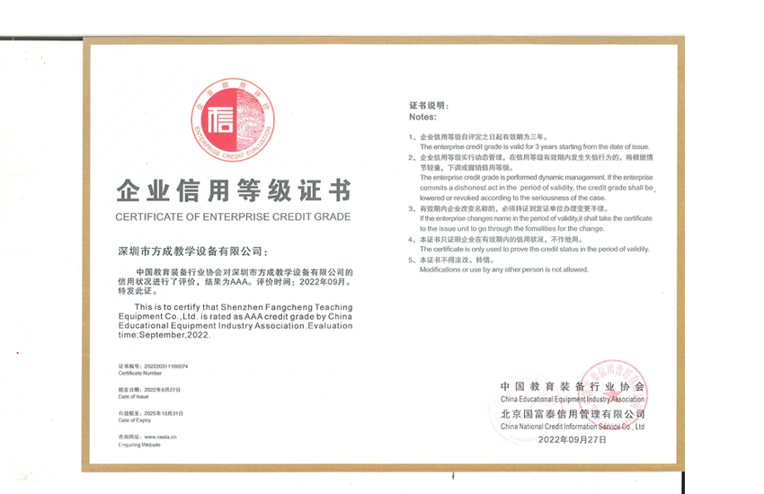 3A信用等級(jí)證書